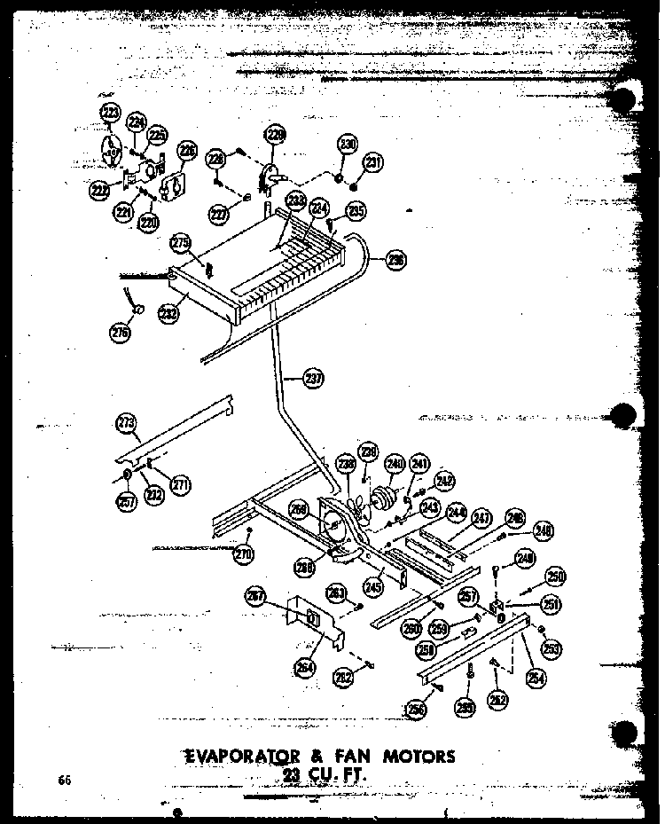 Evaporator & Fan Motors 23 Cu. Ft. Diagram and Parts List for T16W-P60303-8W  Amana Refrigerator