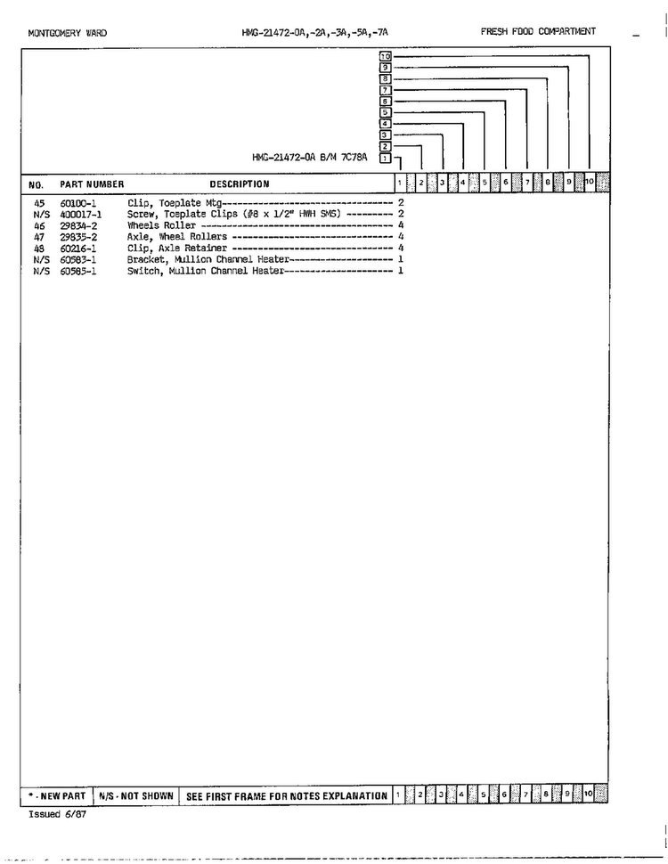 Fresh Food Compartment Page 3 Diagram and Parts List for 21472A  Admiral Refrigerator