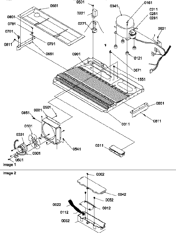 Machine Compartment Diagram and Parts List for SRD22S5L-P1190304WL  Amana Refrigerator