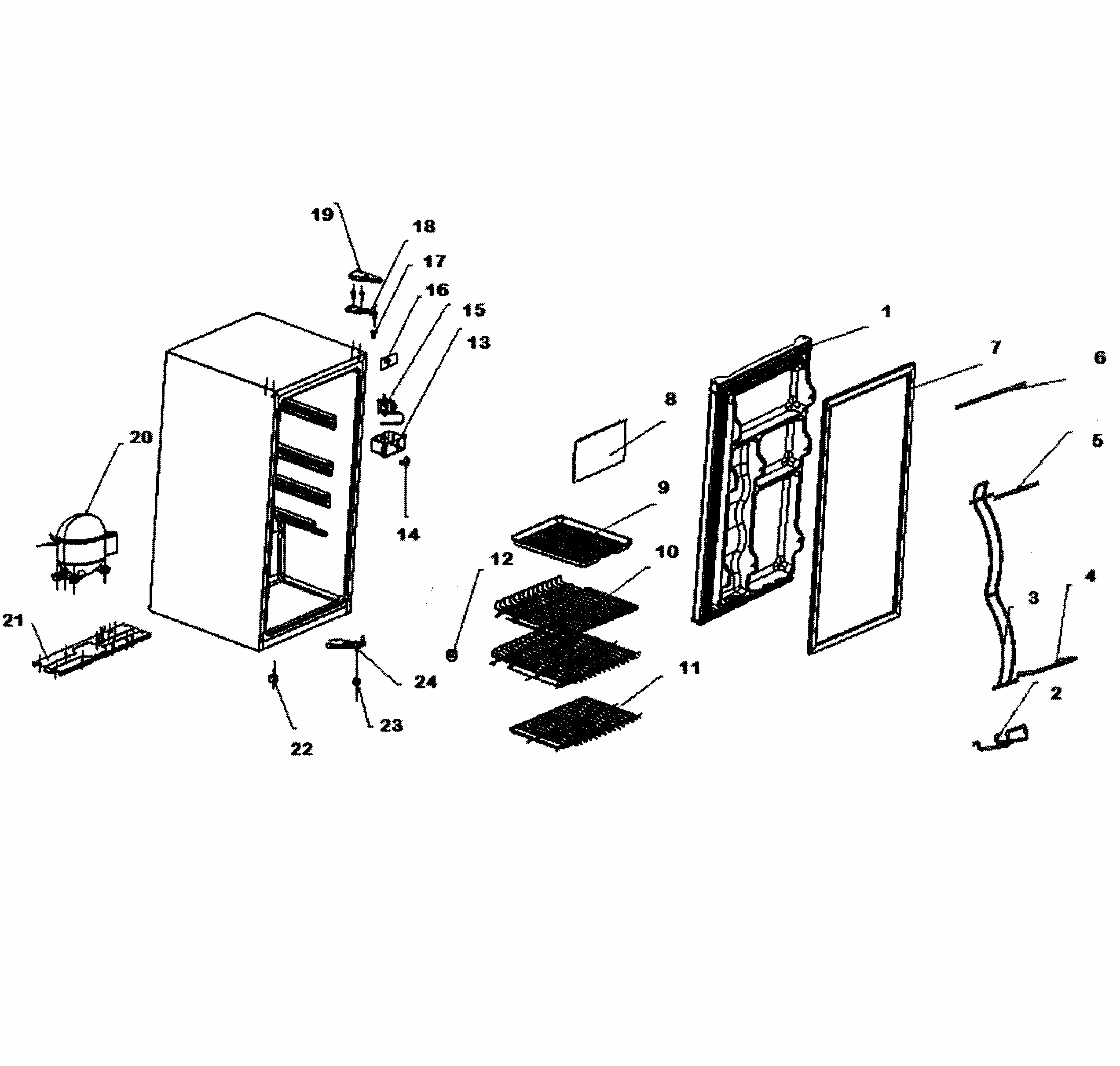 Refrigerator Diagram and Parts List for 25594293  Kenmore Refrigerator