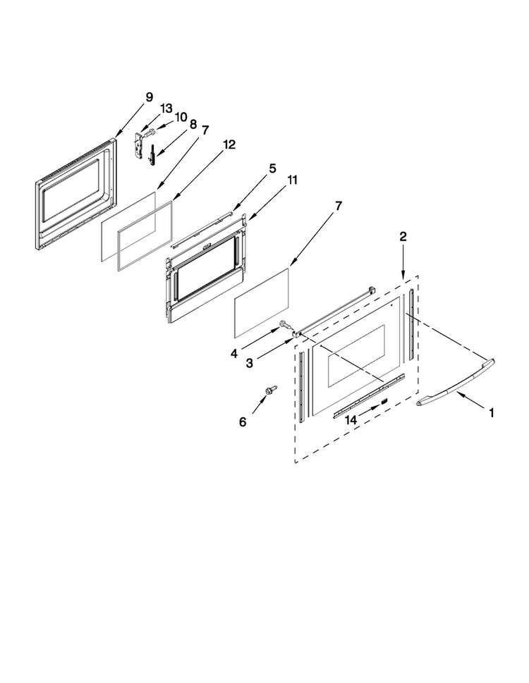 Lower Door Parts Diagram and Parts List for MGT8655XW02  Maytag Range