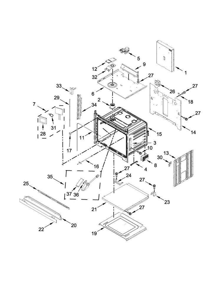 Oven Parts Diagram and Parts List for JJW3430HS00  Jenn-Air Wall Oven