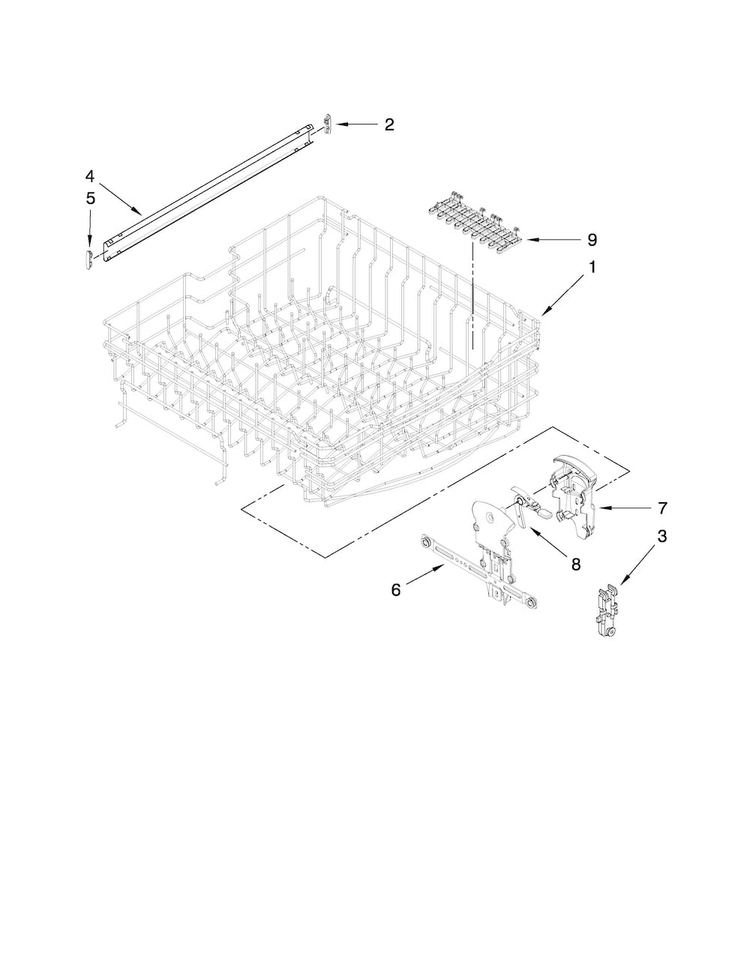 Upper Rack And Track Parts Diagram and Parts List for MDB8859AWB2  Maytag Dishwasher