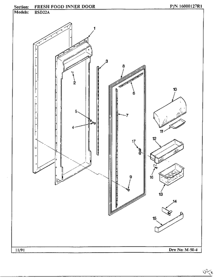 Fresh Food Inner Door Diagram and Parts List for 22714  Maytag Refrigerator