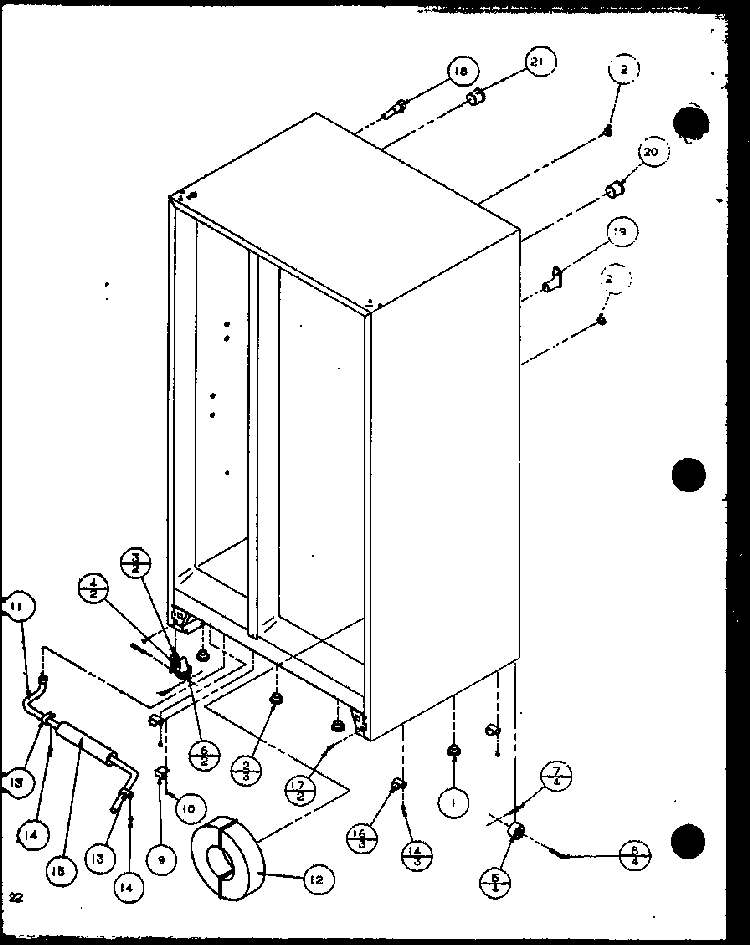 Drain And Rollers Diagram and Parts List for 2599CIWL-P1121501WL  Amana Refrigerator