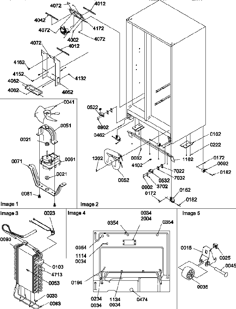 Drain System, Rollers, And Evaporator Assy Diagram and Parts List for SQD25VW-P1190430WW  Amana Refrigerator