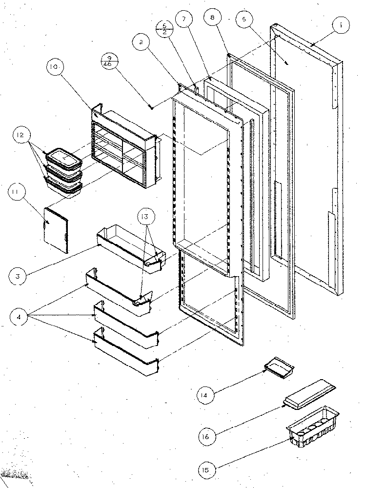 Refrigerator Door Diagram and Parts List for SX120J-P7870122W  Amana Refrigerator