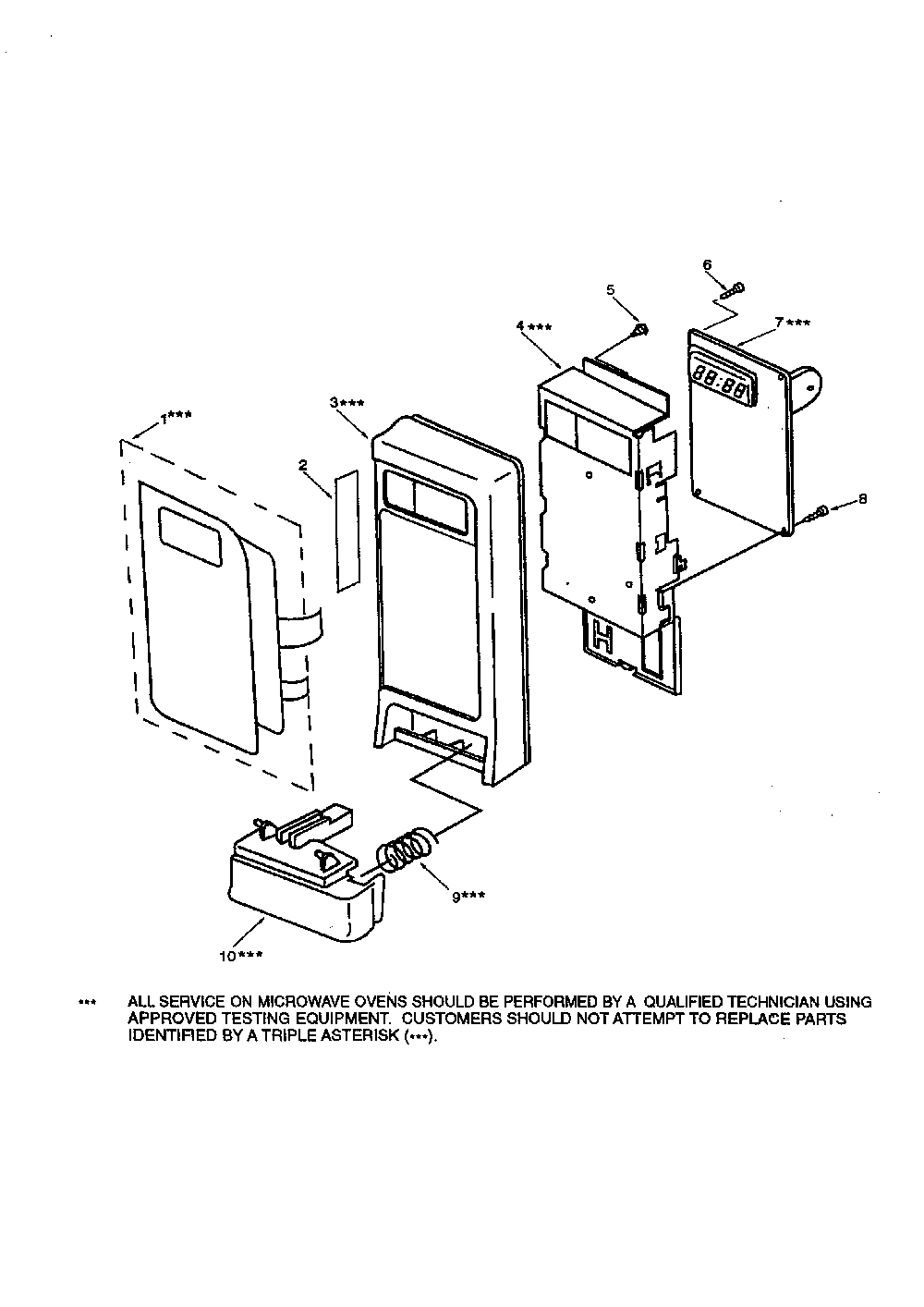 Control Panel Diagram and Parts List for 56569280890  Kenmore Microwave