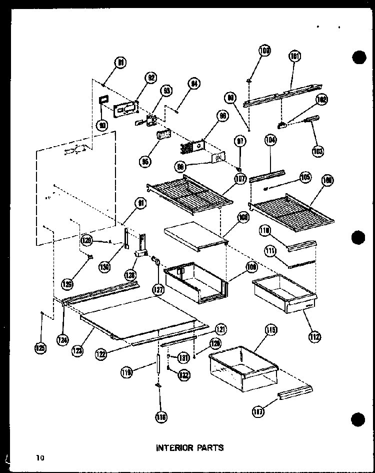 Interior Parts Diagram and Parts List for BC20WC-P6023510WC  Amana Refrigerator