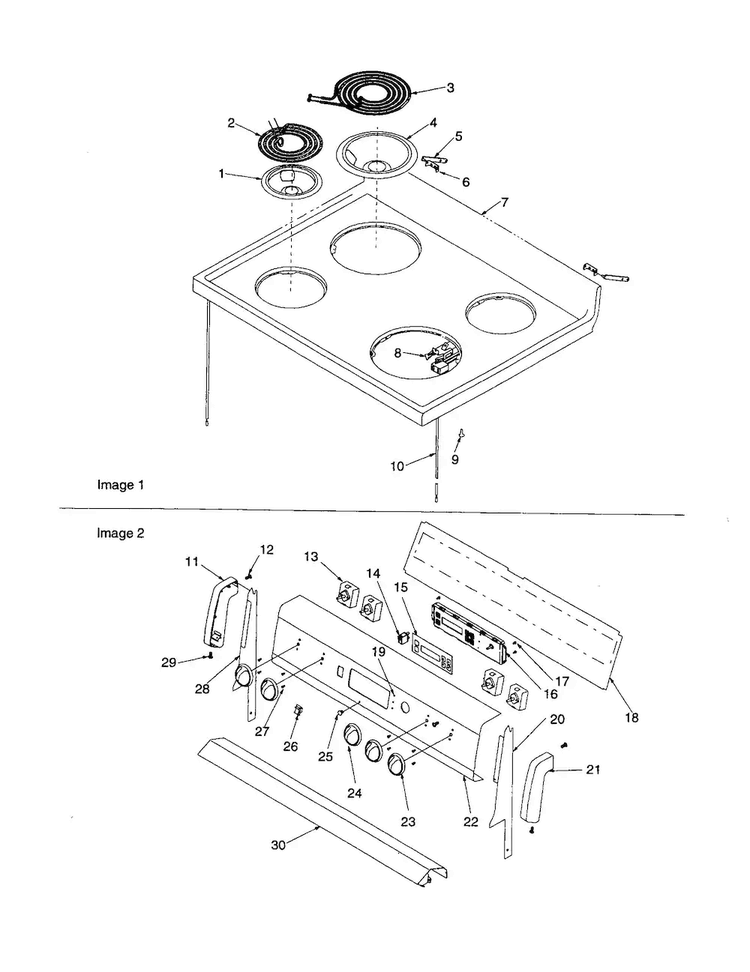 Main Top And Backguard Diagram and Parts List for ARR6220L-P1143808NL  Amana Range