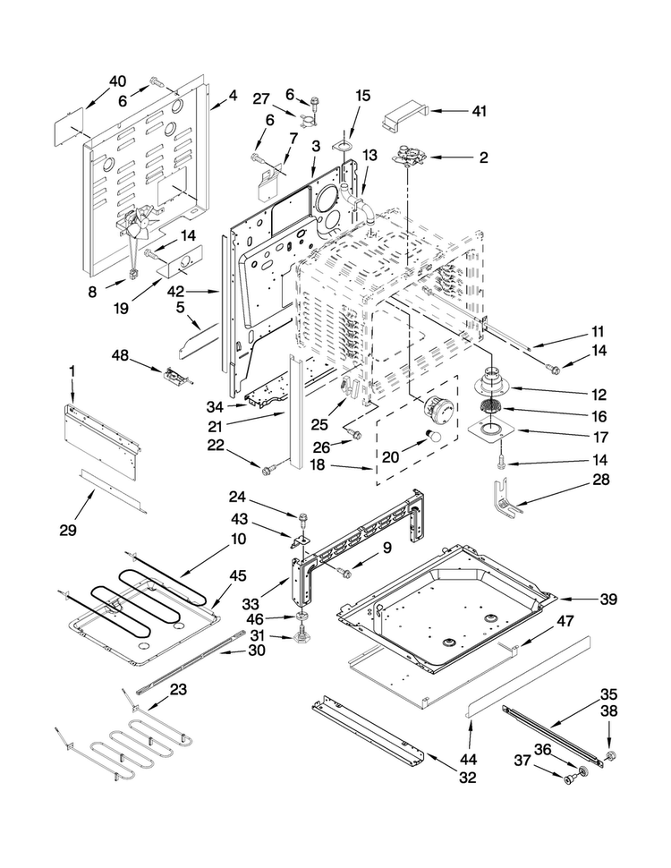 Chassis Parts Diagram and Parts List for MES5775BAF19  Maytag Range