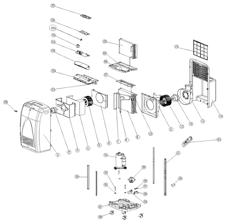 Cabinet Parts Diagram and Parts List for AAP-09CK1FA  Admiral Air Conditioner