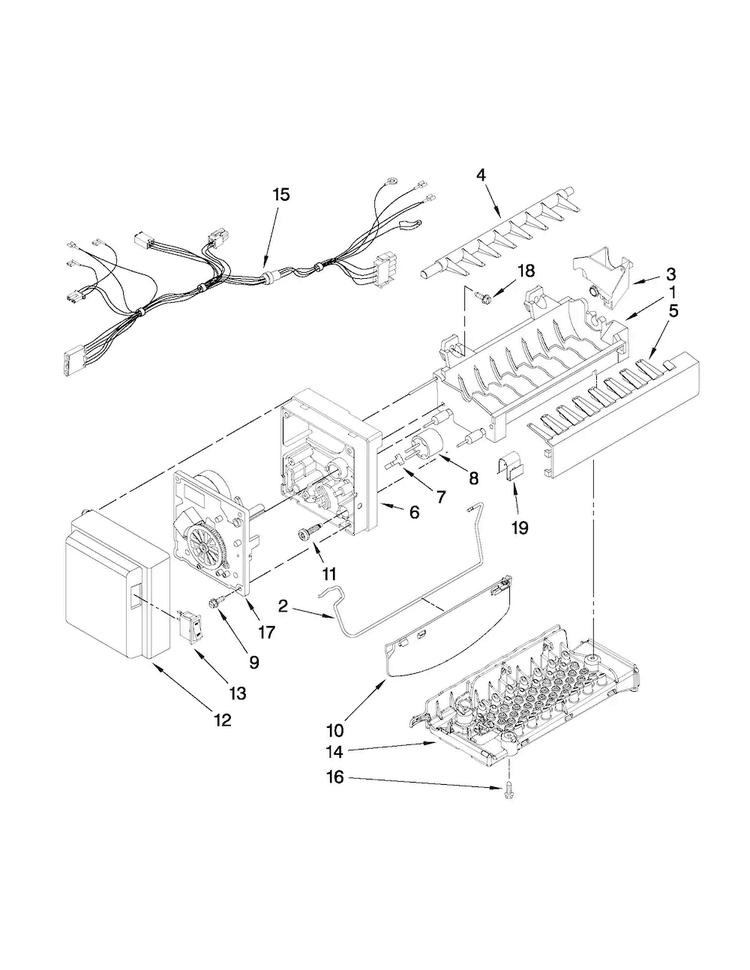 Icemaker Parts Diagram and Parts List for MFI2569YEM0  Maytag Refrigerator