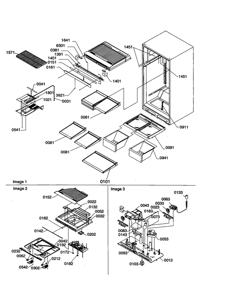 Interior Cabinet/drain Block Assy. Diagram and Parts List for TC18VW-P1315707WW  Amana Refrigerator