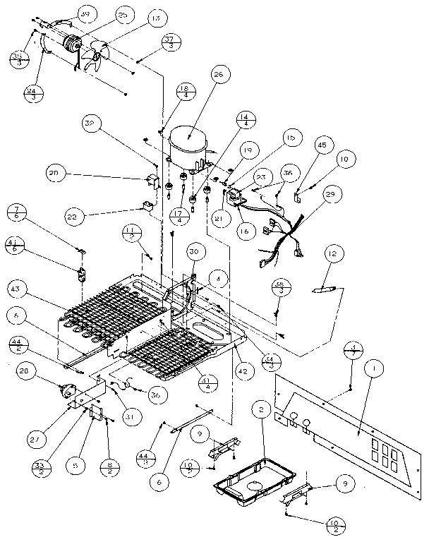 Machine Compartment Diagram and Parts List for 36048-P1122102W  Amana Refrigerator