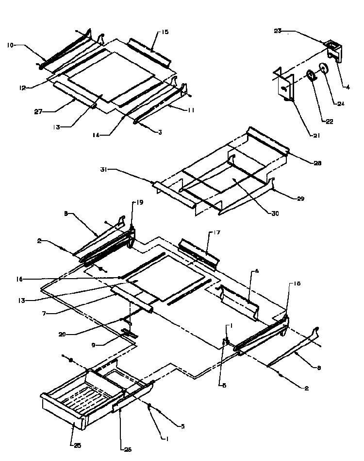 Cabinet Shelving Diagram and Parts List for TS18R2G-P1181803WG  Amana Refrigerator