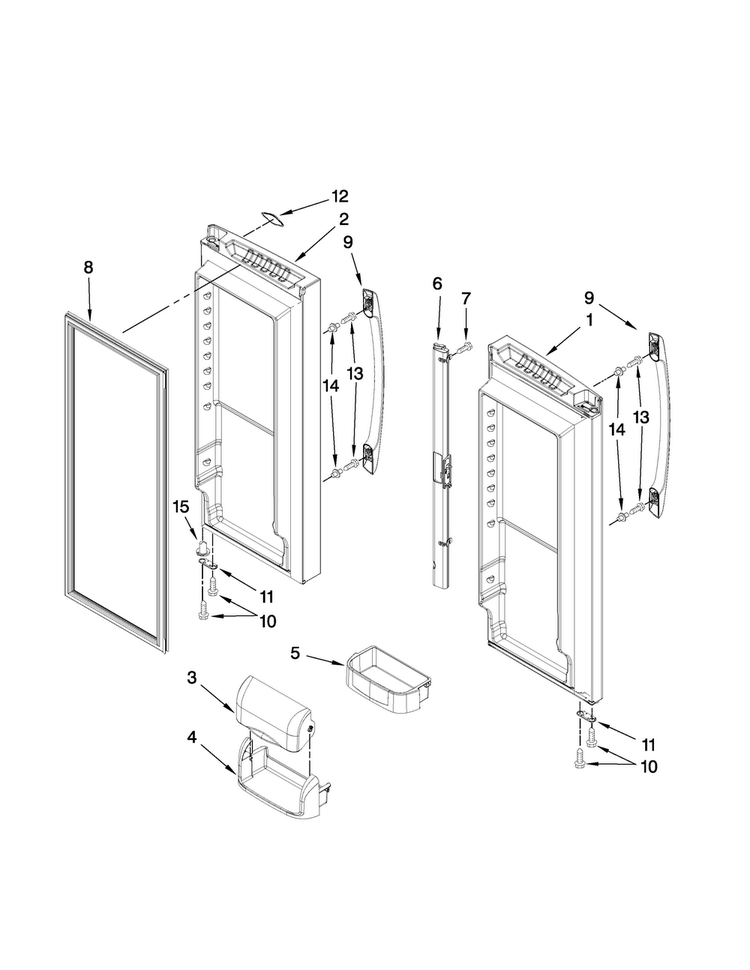 Refrigerator Door Parts Diagram and Parts List for AFB2234WEB4  Amana Refrigerator