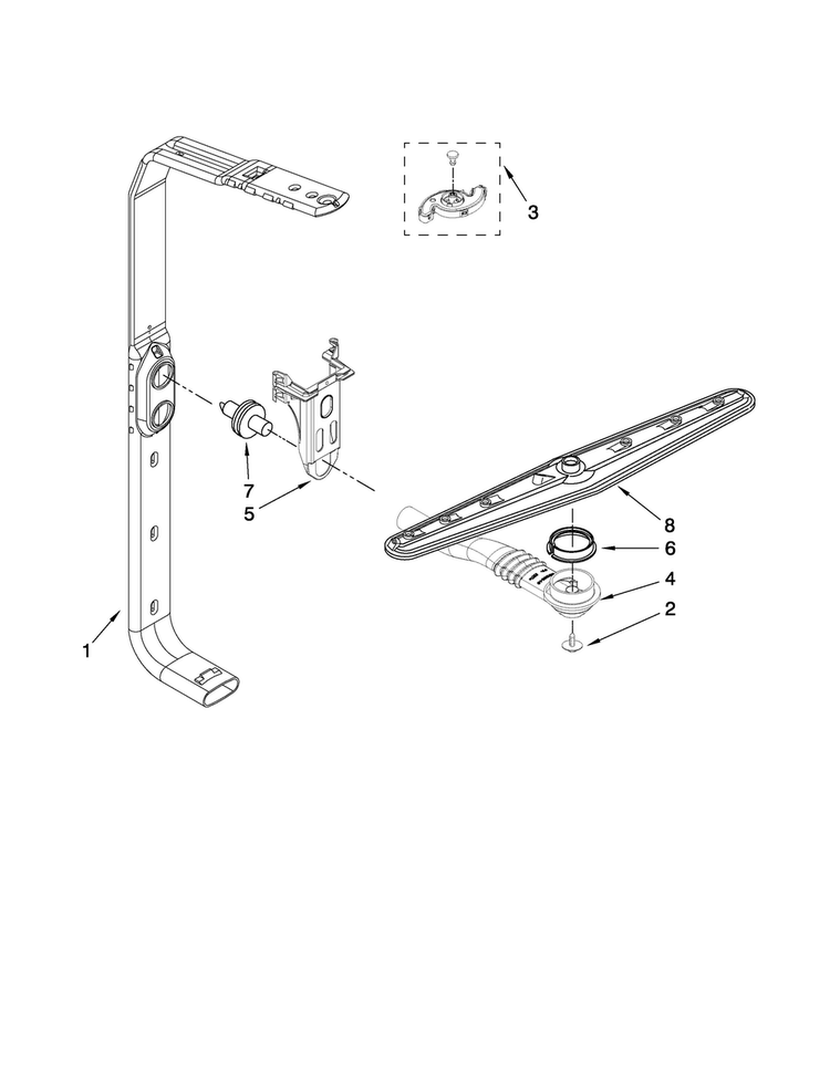 Upper Wash And Rinse Parts Diagram and Parts List for MDB8859AWB2  Maytag Dishwasher