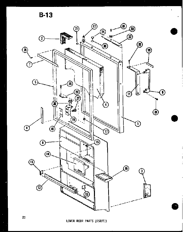 Lower Door Parts Diagram and Parts List for TM14D-P73953-23W  Amana Refrigerator
