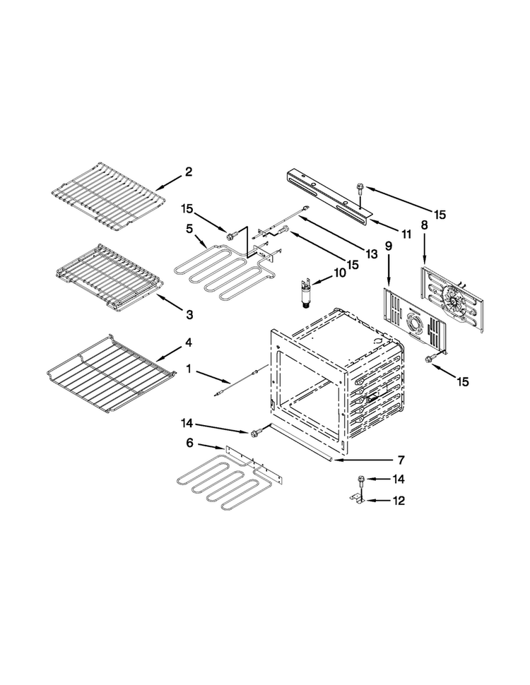 Internal Oven Parts Diagram and Parts List for JMW2427WS01  Jenn-Air Microwave