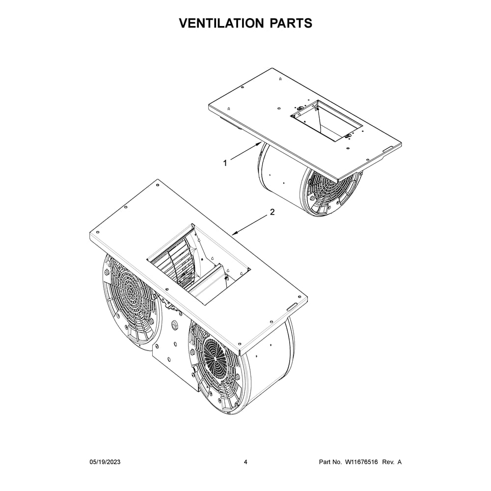 Ventilation Parts Diagram and Parts List for JXW9036HP4  Jenn-Air Range Hood