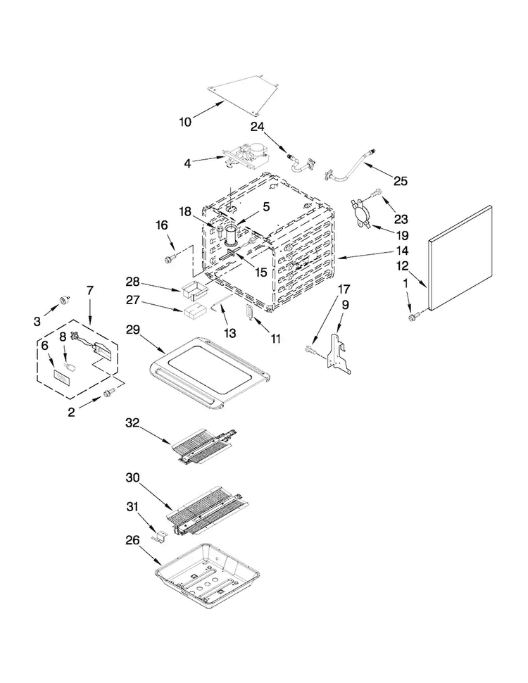 30" Oven Parts Diagram and Parts List for JGRP548WP01  Jenn-Air Range