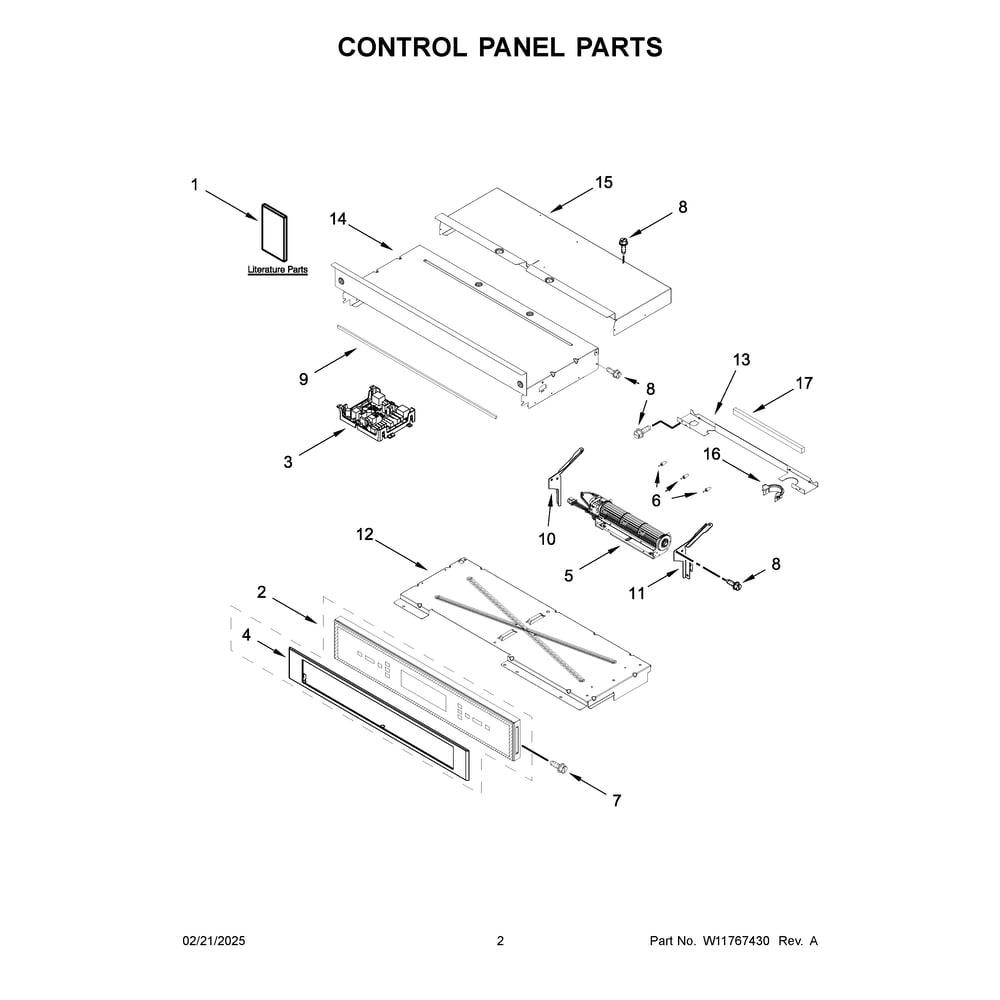 Control Panel Parts Diagram and Parts List for JOEDC330RL00  Jenn-Air Wall Oven