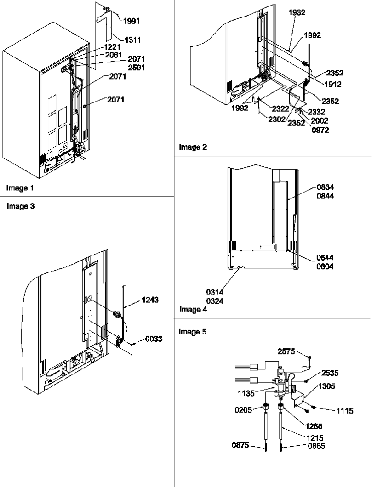 Cabinet Back Diagram and Parts List for SBDE522VW-P1320305WW  Amana Refrigerator