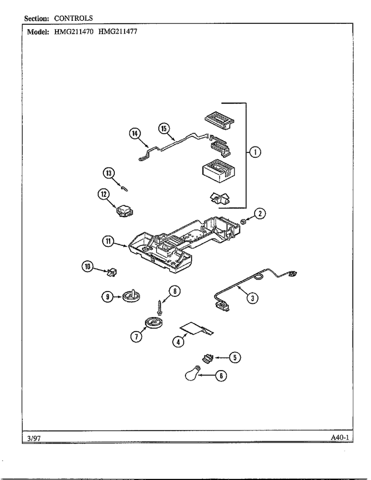 Controls Diagram and Parts List for HMG211470  Admiral Refrigerator
