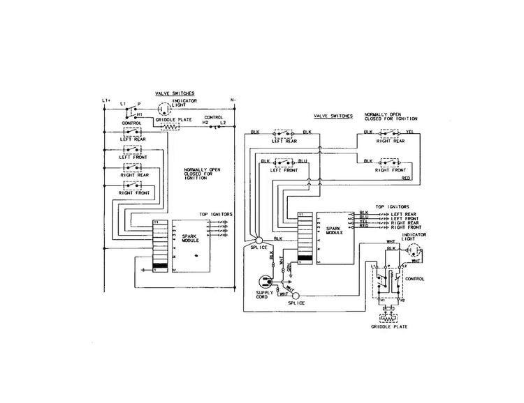 Wiring Information Diagram and Parts List for CLGP2720PN  Jenn-Air Cooktop