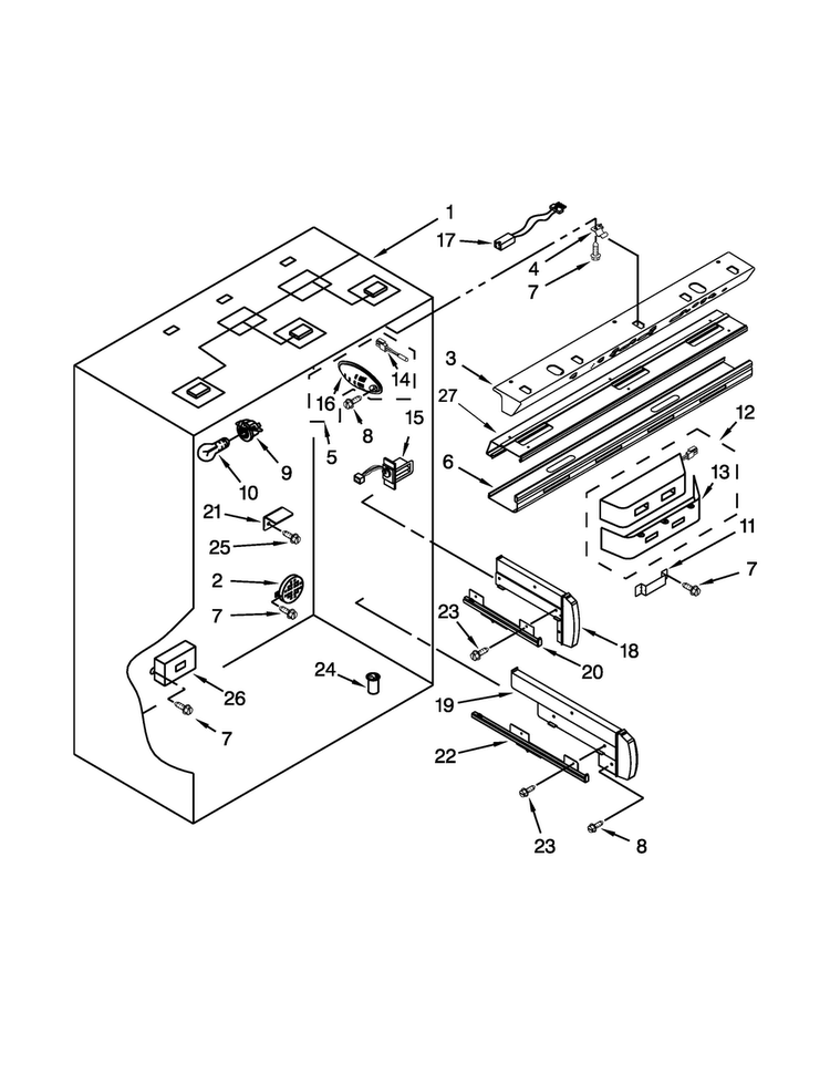 Refrigerator Liner Parts Diagram and Parts List for JB36NXFXLW04  Jenn-Air Refrigerator