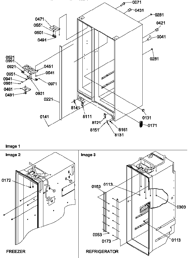 Cabinet Parts Diagram and Parts List for SSD522SW-P1184704WW  Amana Refrigerator