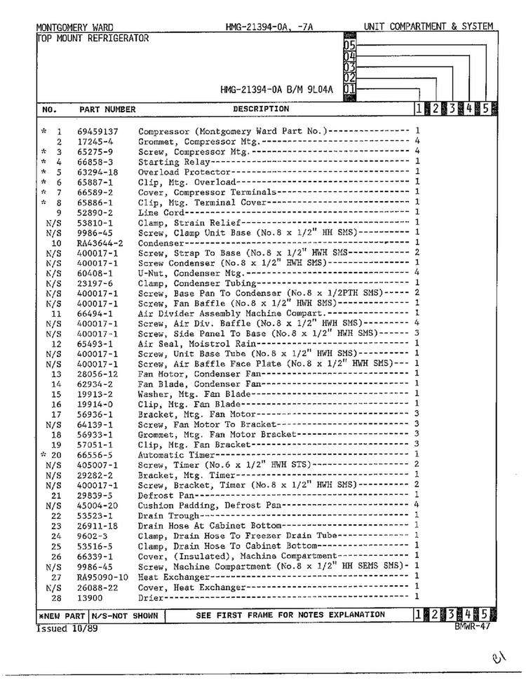 Unit Compartment And System Page 2 Diagram and Parts List for 21394-A  Admiral Refrigerator