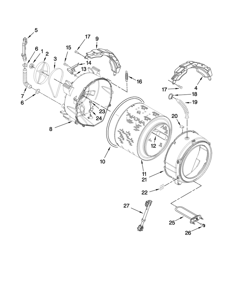 Tub And Basket Parts Diagram and Parts List for NFW7500VW00  Amana Washer
