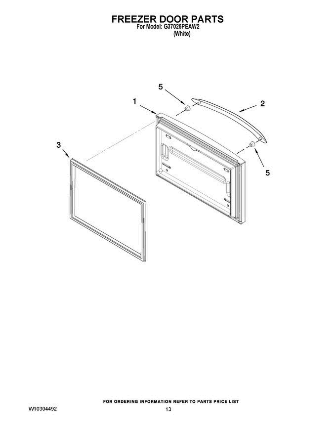07 - Freezer Door Parts Diagram and Parts List for G37025PEAW2  Maytag Refrigerator