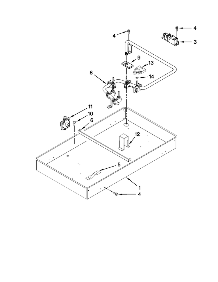 Burner Box, Gas Valves, And Switches Diagram and Parts List for JGC9536BDS16  Jenn-Air Cooktop