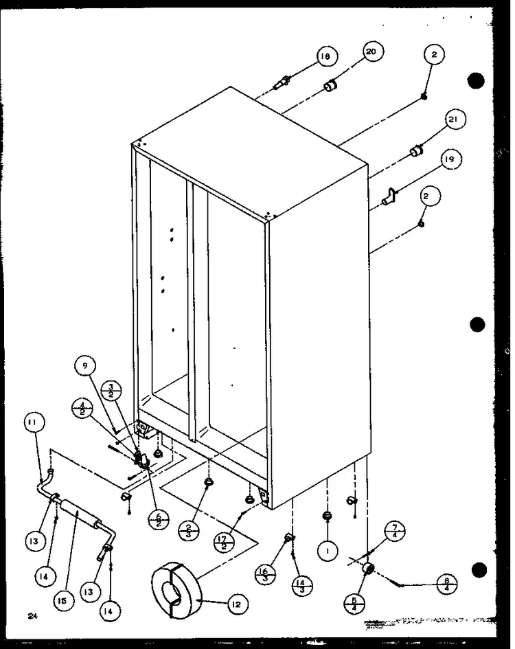 Drain And Rollers Diagram and Parts List for SBD20K-P1117701W  Amana Refrigerator