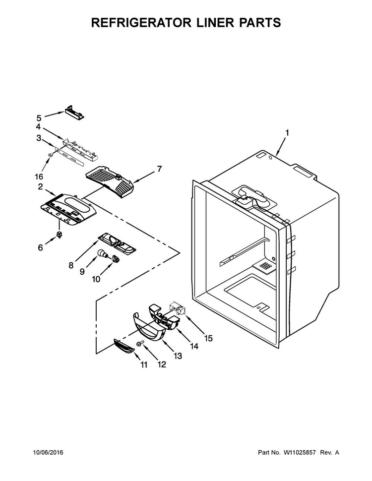 Refrigerator Liner Parts Diagram and Parts List for MFF2258FEZ01  Maytag Refrigerator