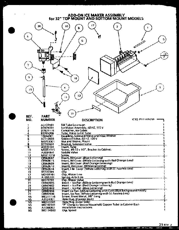 Add On-ice Maker Assembly Diagram and Parts List for 86065E-P1125514WE  Amana Refrigerator
