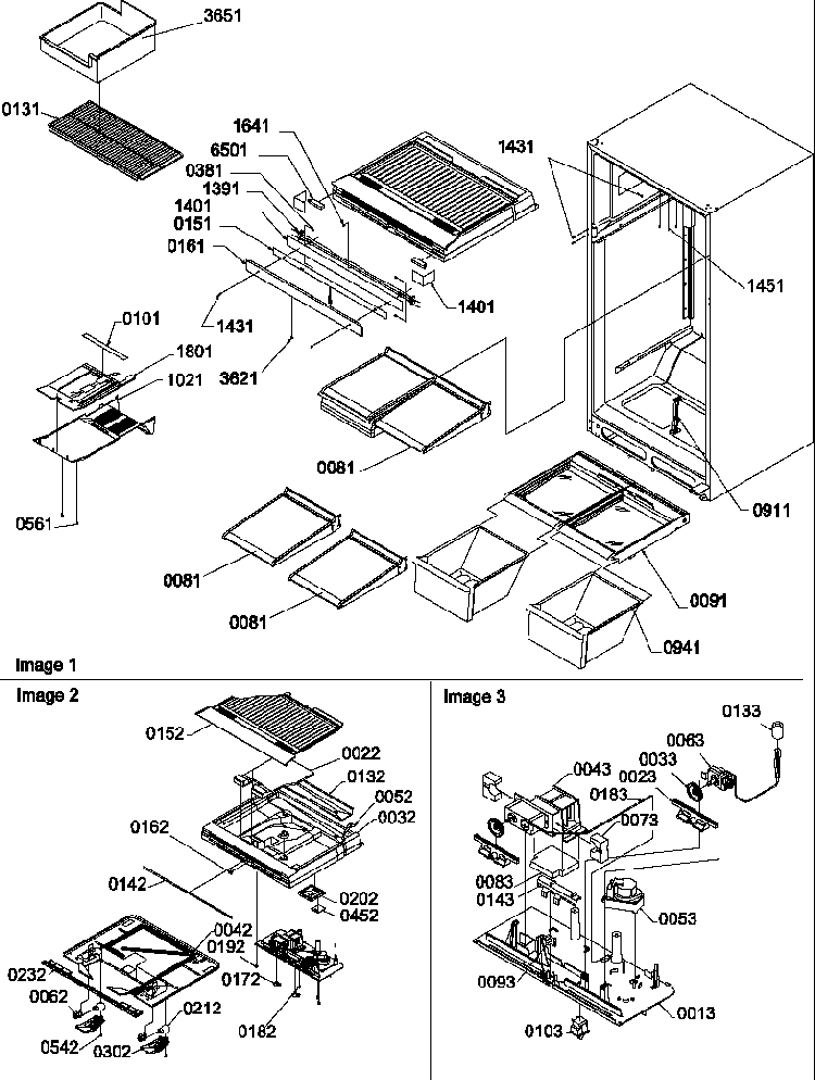 Interior Cabinet And Drain Block Assembly Diagram and Parts List for TGI21VW-P1310901WW  Amana Refrigerator