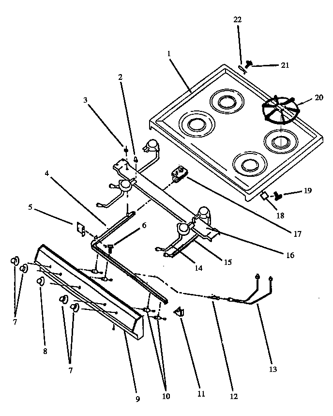 Maintop/control Panel Parts Diagram and Parts List for SBP26ZZ-P1142376NL  Amana Range