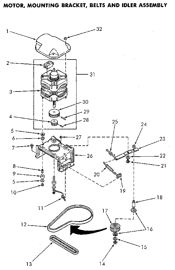 Motor And Idler Asem Diagram and Parts List for NA4821W33731  Speed Queen Washer