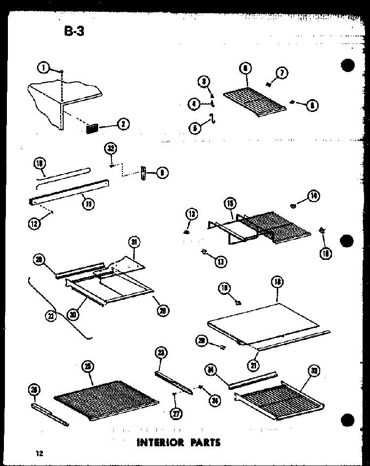 Interior Parts Diagram and Parts List for TC18F-G-P75288-5WG  Amana Refrigerator