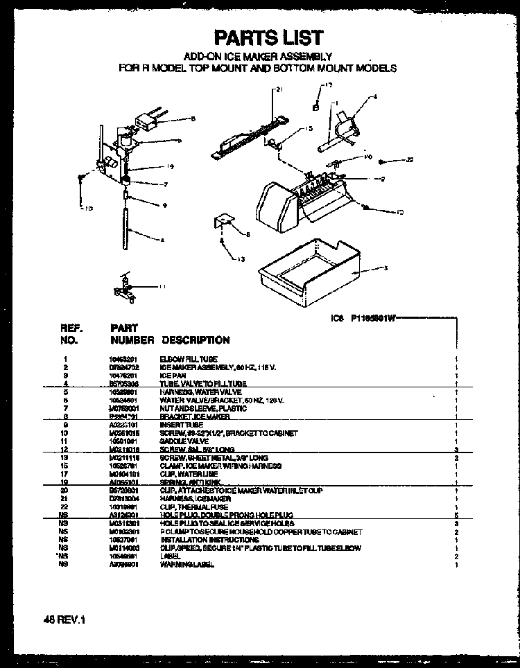 Section 17 Diagram and Parts List for TS18R2G-P1158311WG  Amana Refrigerator