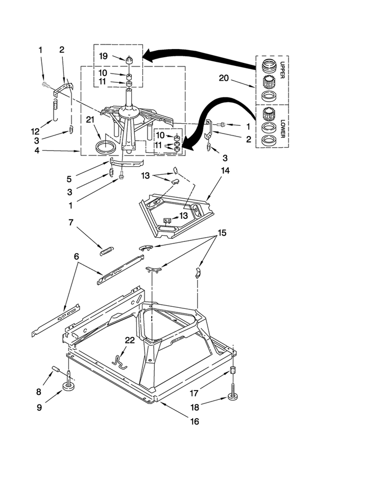 Machine Base Parts Diagram and Parts List for 7MMTS0520WW0  Maytag Washer