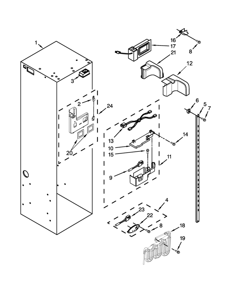 Refrigerator Liner Parts Diagram and Parts List for JS48SEDUDW20  Jenn-Air Refrigerator