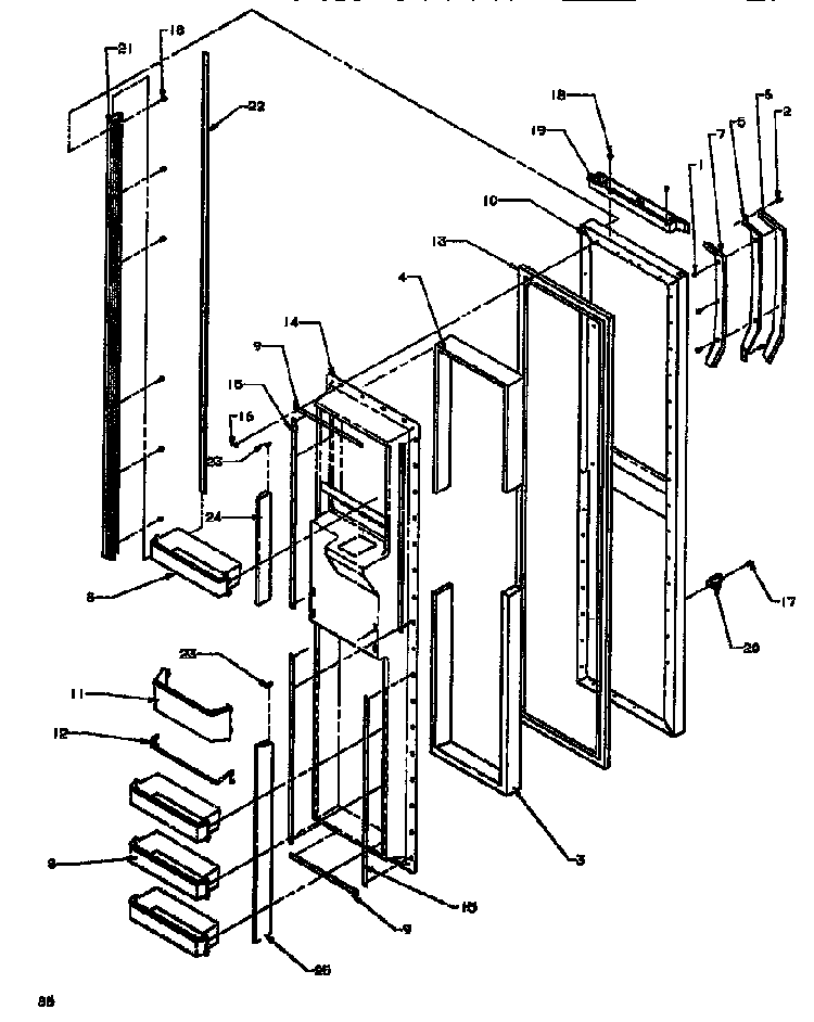 Freezer Door Diagram and Parts List for SXD520NW-P1181101WW  Amana Refrigerator