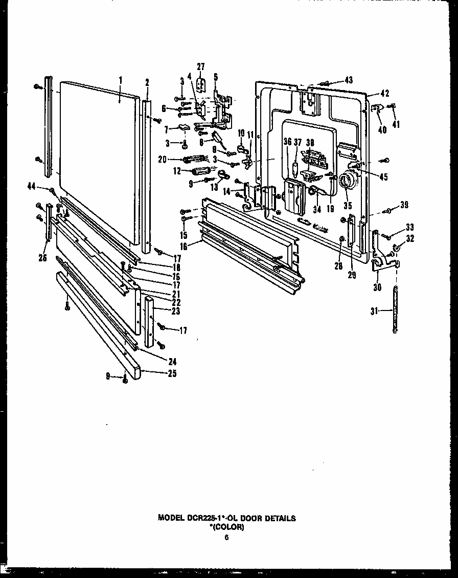 Door Details (dcr-225-1a-ol) (dcr-225-1l-ol) (dcr-225-1h-ol) (dcr-225-1c-ol) (dcr-225-1w-ol) Diagram and Parts List for DCR-225-1A-OL  Caloric Dishwasher