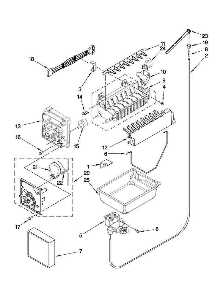 Icemaker Parts Diagram and Parts List for JFC2290VEP1  Jenn-Air Refrigerator
