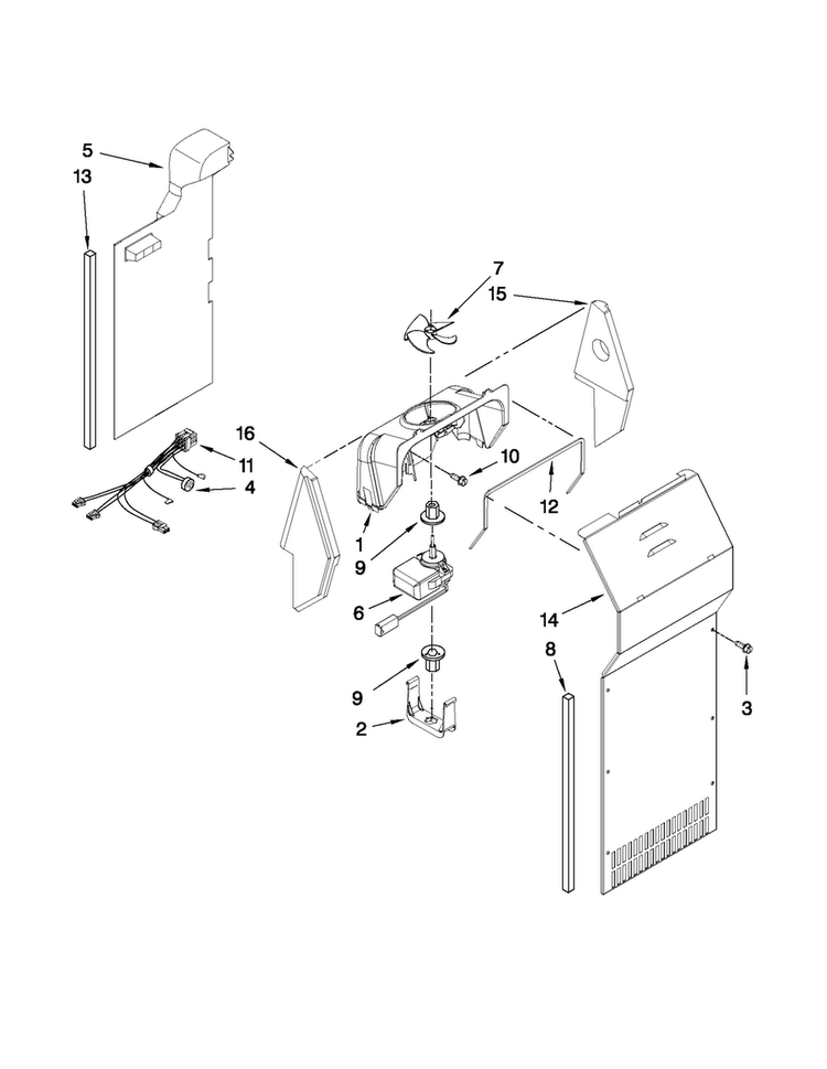 Air Flow Parts Diagram and Parts List for CS22CFXTT02  Crosley Refrigerator